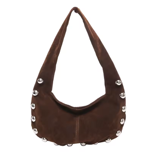 Sac à main pour femme 2026 en cuir PU souple riveté, sac à bandoulière demi-lune pour femme - Product Image 5