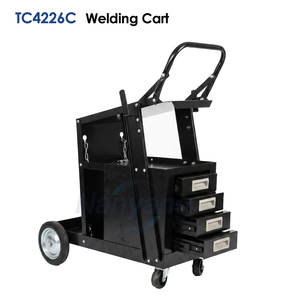 Chariot de soudage en acier à 4 tiroirs, 2 chaînes en zinc, chariot de soudeur MIG universel à roulettes, roues de 7 pouces - Product Image 1