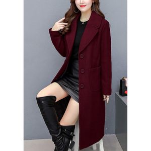 Abrigo de lana de mezcla para mujer, corte ajustado, abotonadura sencilla, largo medio, elegante, cálido para otoño, manga larga, tejido. - Product Image 3