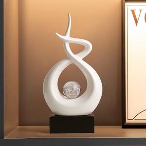 현대 북유럽 럭셔리 독특한 창조적 인 기하학적 추상 예술 세라믹 조각 가정 장식 장식 크리스탈 도자기 장식품 - Product Image 5