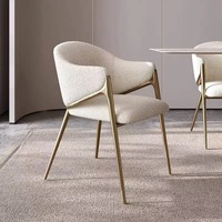 Chaise de salle à manger en laine d'agneau, rembourrage pour restaurant à domicile, tissu doux, chaise de loisirs à vendre