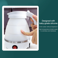 Ketel teh lipat berpergian, teko silikon air s kompresi, anti bocor portabel Mini 600ml rumah tangga
