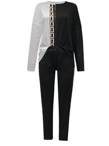 Da donna alla moda due pezzi Set lungo a maniche lunghe Pullover a girocollo + pantaloni elasticizzati da donna autunno primavera tuta ampia Casual - Product Image 5