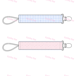 Personalisierter Gingham-Schnullerclip mit Stickerei Individuelles Babyparty-Geschenk Neugeborenen-Schnullerhalter - Product Image 2