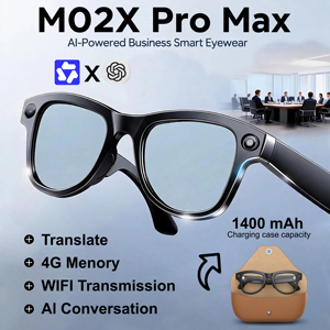 Gafas Inteligentes con Cámara Gamegaga M02X Pro Max AI, Traducción en Tiempo Real, Asistente de Chat IA, <span class=keywords><strong>Grabadora</strong></span> de Video, Música BT, Memoria de 4GB, EIS - Product Image 1