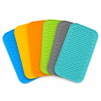 Tapis de séchage rectangulaire en silicone pour comptoir de cuisine, 21x15,5 cm, résistant à la chaleur, antidérapant et lavable
