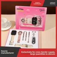 Montre connectée A58 Plus S01687 pour femmes, ensemble de bijoux sertis de diamants, 8-en-1, Bluetooth, sport, autonomie de 5 jours