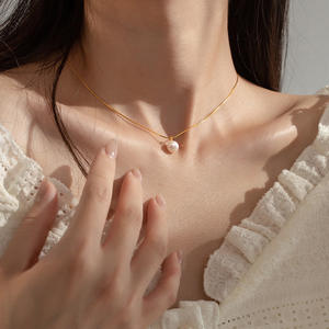 S925 Pure Silver Freshwater Droplet Pearl <b>Necklace</b> Small and <b>Sweet</b> Ins Style with Collarbone Chain Y01530 - Product Image 2