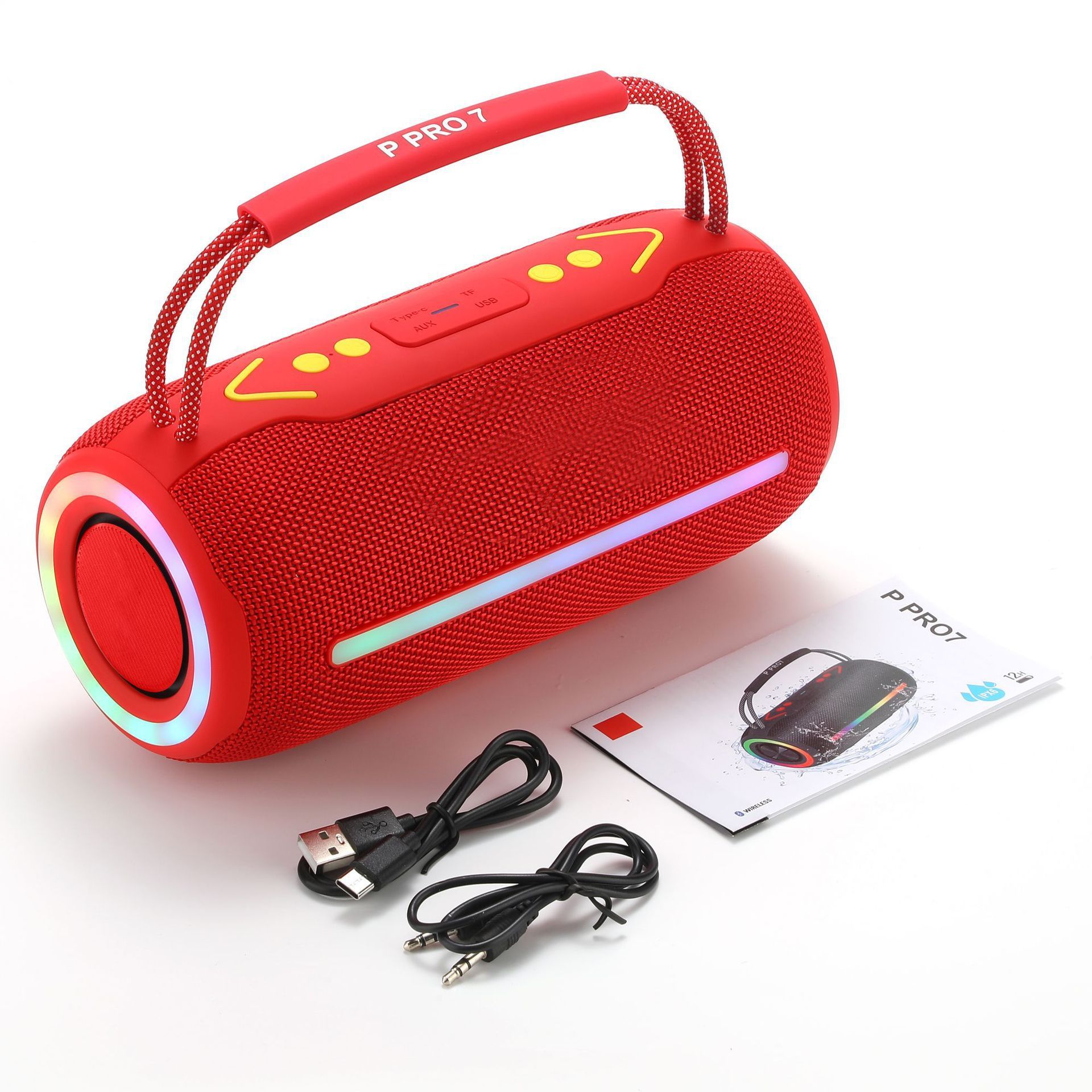 P PRO7  Speaker Colorful Light, Dual Drivers, Portable Outdoor Bass  Speaker · image 5