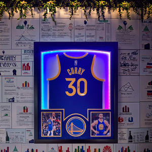 Madera maciza y acrílico marco negro iluminación Jersey caja de sombra luces LED duradero fútbol baloncesto camiseta Jersey vitrina - Product Image 5