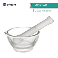 Mortier à main en verre poli transparent de 60 mm pour les expériences de chimie des étudiants