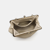 Sac à main rétro en cuir PU tressé pour femme avec fermoir Kiss Lock, sac bandoulière détachable, idéal pour les soirées et les dîners