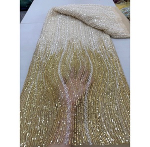 トップレース売れ筋ビーズチュール卸売価格ウェディングブライダルレース女性用アフリカレース生地ウェディングドレス - Product Image 1