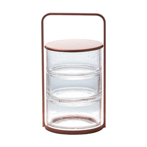 Glass Portable Tea And Snack Box Cylinder Magnetic Lid <b>Stackable</b> Three Tier Storage <b>Basket</b> For Travel And Household Use - Product Image 5