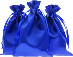 Оптовая продажа атласные сумки с логотипом на заказ атласные шелковые парики на шнурке для упаковки наращивания волос