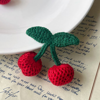 Crochets de tissage à motifs floraux, accessoires capillaires 3D tendance, patchs de couture en tissu de laine faits main cerise