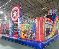 Château gonflable commercial Avengers pour enfants, avec toboggan et jeux de rebond