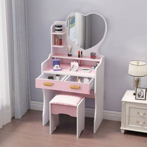 Modern Dressing Table With Mirror Stool Simple Luxury Vanity Desk For Bedroom Space Saving Makeup Table With <b>Storage</b> Drawers - Product Image 1