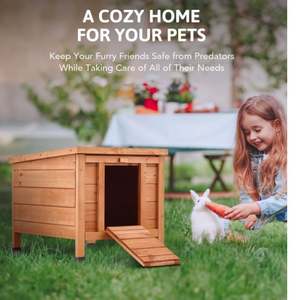 מצמד ארנבת ארנבת hideout עץ מחוץ מחסה לחתולים בית עבור ארנבות עוף - Product Image 2