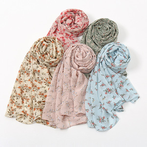 Voiles en gros pour femmes musulmanes de Malaisie, foulards en mousseline de soie à fleurs, hijabs, fournisseur - Product Image 3