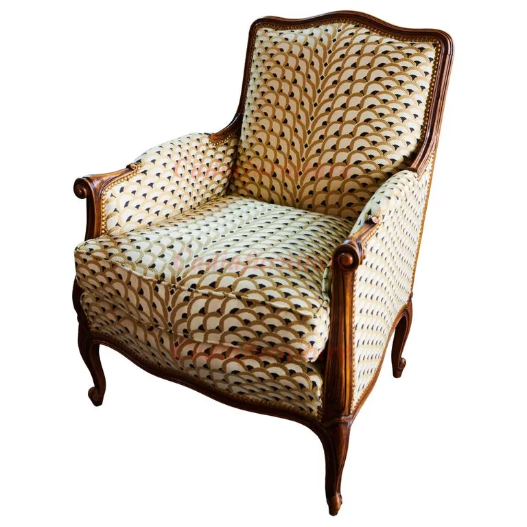 Королевское кресло из массива дерева середины века с резьбой вручную, французские диванные кресла
