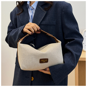 Sac de toilette en toile écologique imprimé avec bande en toile, étiquette en PU en coton pur, logo cousu, sac cosmétique, pochette, sac à maquillage - Product Image 2