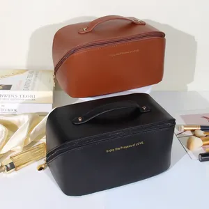 Borsa da bagno portatile di lusso impermeabile in pelle sintetica custodia portaoggetti da viaggio per il trucco da donna borsa cosmetica