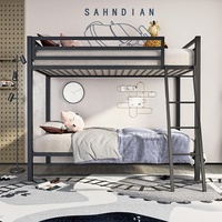 Rail de protection pour lit superposé double en métal noir mat Échelle inclinée robuste Conception peu encombrante Chambres à coucher Hôtels