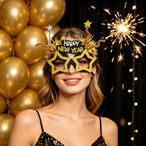 Occhiali <span class=keywords><strong>per</strong></span> Festa di <span class=keywords><strong>Capodanno</strong></span>, Neri e Oro, Divertenti Accessori <span class=keywords><strong>per</strong></span> Foto, Montatura Occhiali a Forma di Stella con Fuochi d'Artificio 2027 - Product Image 3