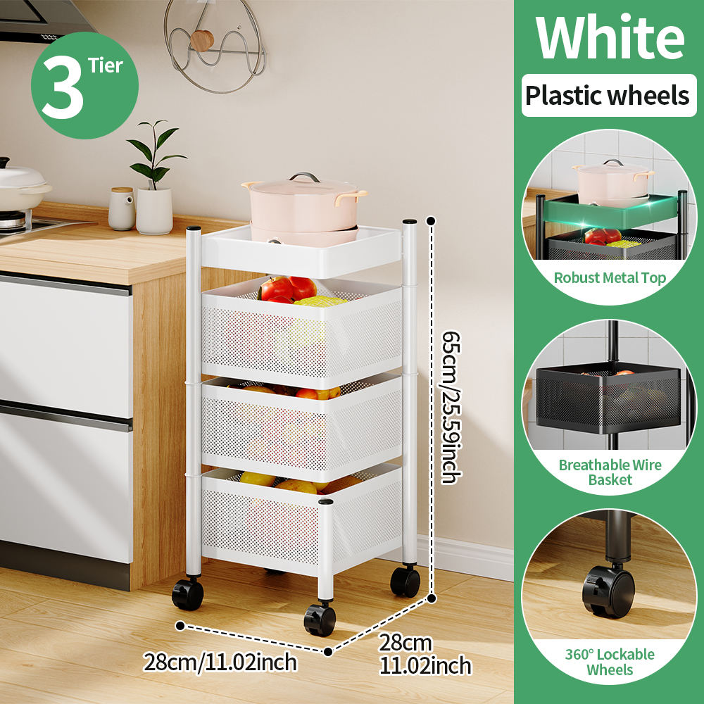 3 Tier white square basket