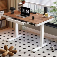 Bureau en bois réglable en hauteur électrique intelligent, design moderne, mobilier de bureau avec pieds de bureau gaming et tiroir de rangement