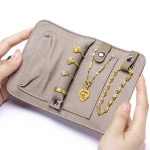 2026 New Collection Fashion Genuine Leather Jewelry Roll Organizer Bag Portable Foldable Necklace <b>Earring</b> Ring <b>Case</b> Women Travel - Product Image 4