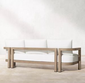 Juego de Sofás Modernos de Madera Maciza de Teca para Exteriores, Duradero, Resistente al Agua y a los Rayos UV, Ecológico, para Jardín, Villa, Hotel y Patio - Product Image 1