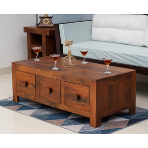 <b>Rustic</b> <b>Wood</b> Coffee <b>Table</b> Solid <b>Wood</b> Top and Frame Rectangular Design with Storage Drawers Living Room Furniture - Product Image 1