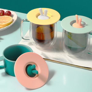 Couvre-tasses universels ronds anti-fuite, design créatif avec oreilles de chat, en silicone de qualité alimentaire pour tasses en céramique, en verre, tasses à thé et tasses à eau - Product Image 5