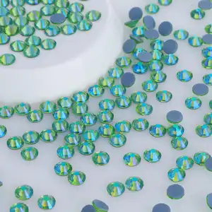 SS6 8 10 12 16 20 30 Peridot AB sắt trên Đá ThủY Tinh sửa chữa nóng strass pha lê hotfix thạch cho quần áo - Product Image 1