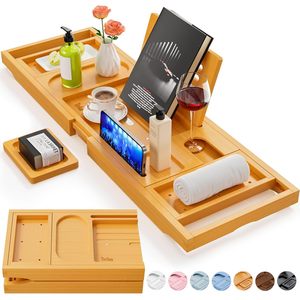Vassoio per vasca da bagno espandibile Premium Caddy riscaldamento unico per la casa e anniversario di matrimonio nuovi regali per la casa forniture da bagno espandibili - Product Image 4