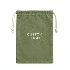 Sac à pain en coton vert avec cordon de serrage, pochette de rangement réutilisable pour les produits frais et les courses - Product Image 2