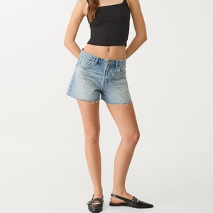 Shorts en jean taille haute ornés de strass, style vintage et déchiré, respirants, pour femmes - Nouvelle collection en gros - Product Image 3