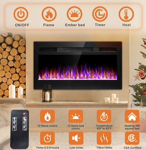 <span class=keywords><strong>Chimenea</strong></span> eléctrica moderna montada en la pared de 43 pulgadas, 12 LED, cambio de colores de llama, Control remoto, enchufe AU/US, 1500W para calentador de sala de estar - Product Image 6