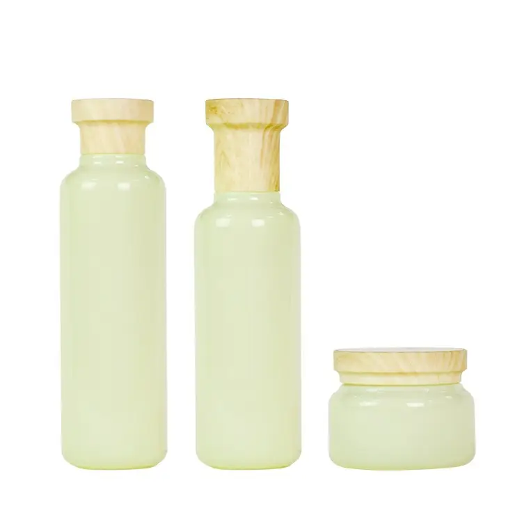 Modelli esplosivi di colore personalizzato tubo di spremitura di bambù cosmetico di vetro lozione set 120ml 100ml con il più popolare