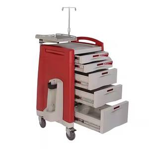 एब्स अस्पताल आपातकालीन ट्रॉली आसान साफ, 5 लॉयोग्य ड्रॉअर, 4 पोल धारक - Product Image 2