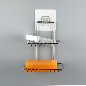 <span class=keywords><strong>Porte</strong></span>-<span class=keywords><strong>savon</strong></span> à Double couche en acier <span class=keywords><strong>inoxydable</strong></span>, mural et auto-adhésif, support de plat à <span class=keywords><strong>savon</strong></span> avec crochet pour la douche et la salle de bains - Product Image 3