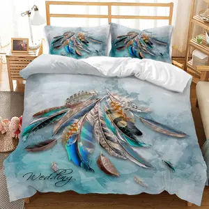 Custom Any Image Picture Thickened Feather Silk Quilt European Pattern Fitted Flat Bed Sheet Bedding Sets