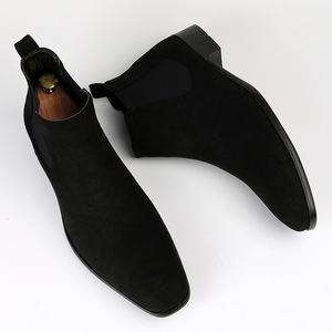 Botas <span class=keywords><strong>Chelsea</strong></span> de Hombre con Punta Cuadrada, Botines Modernos con Tacón, Zapatos Casuales Versátiles con Características de Aumento de Altura - Product Image 3