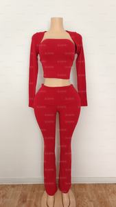 Abiti da Club firmati <span class=keywords><strong>donna</strong></span> personalizzati Streetwear a maniche lunghe <span class=keywords><strong>pantaloni</strong></span> a svasato Top <span class=keywords><strong>pantaloni</strong></span> svasati da casa 2 <span class=keywords><strong>3</strong></span> <span class=keywords><strong>4</strong></span> set da <span class=keywords><strong>donna</strong></span> - Product Image 2