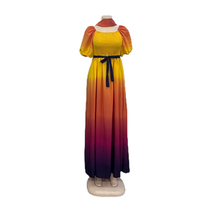 Nouvelle Robe d'été décontractée pour femme, plissée, à volants superposés, couleur dégradée, coupe ample et élégante, à manches courtes - Product Image 5
