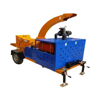 Máquina trituradora de madeira para árvores pequenas e médias, motor diesel, trituradora móvel para florestas, exportação