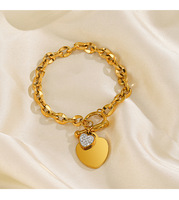 Bracelet à breloques en forme de cœur, en acier inoxydable, étanche, tendance, bracelet à breloques pour femmes, bracelets de créateurs pour femmes