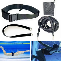 Ceinture de natation réglable avec sac de rangement, kit d'entraînement de natation élastique à haute élasticité pour les nageurs, les athlètes, la piscine, noir